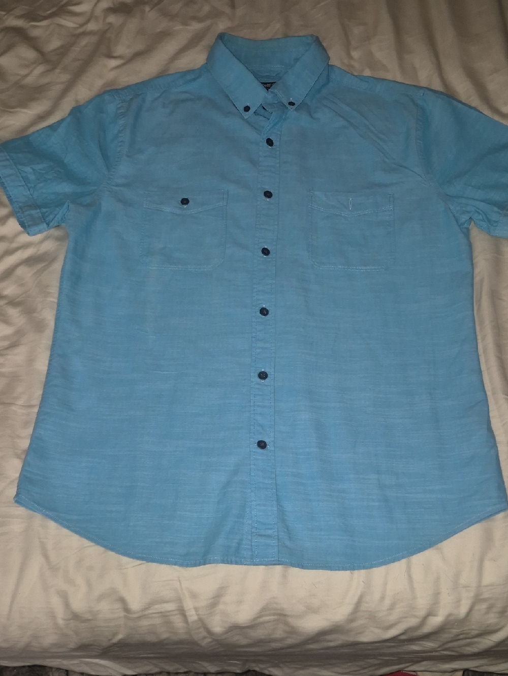 Express Sky Blue Short Sleeve Button-Down Shirt